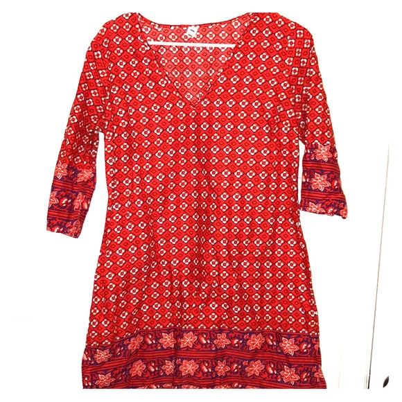 100%COTTON+RED TUNIC DRESS//OLD NAVY - Picture 1 of 1